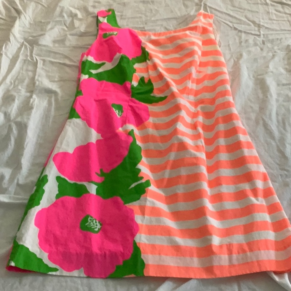 Floral and striped sleeveless dress